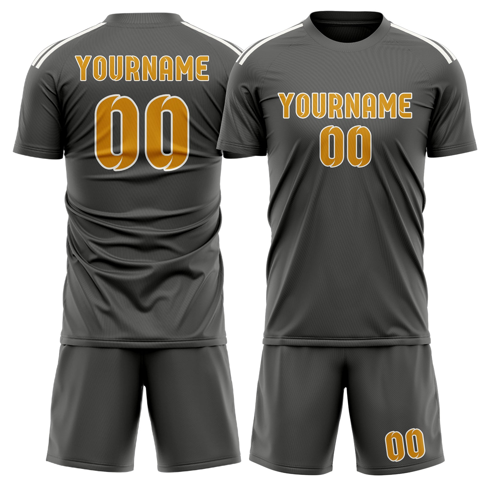 Custom Dark Grey Yellow Soccer Set