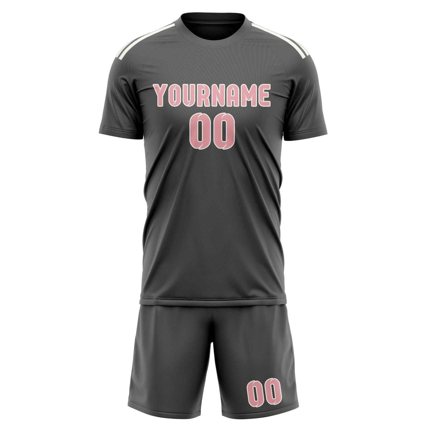 Custom Dark Grey Light Pink Soccer Set