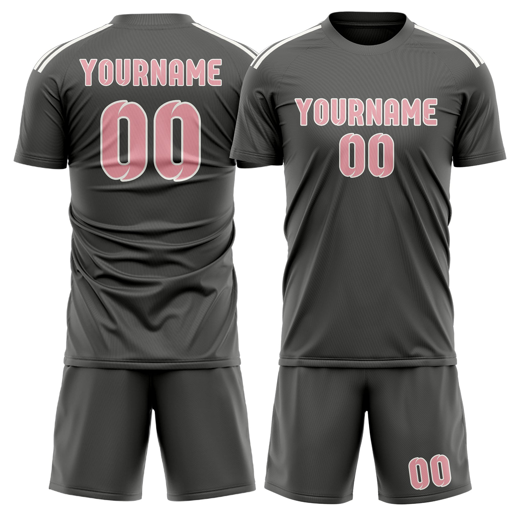 Custom Dark Grey Light Pink Soccer Set