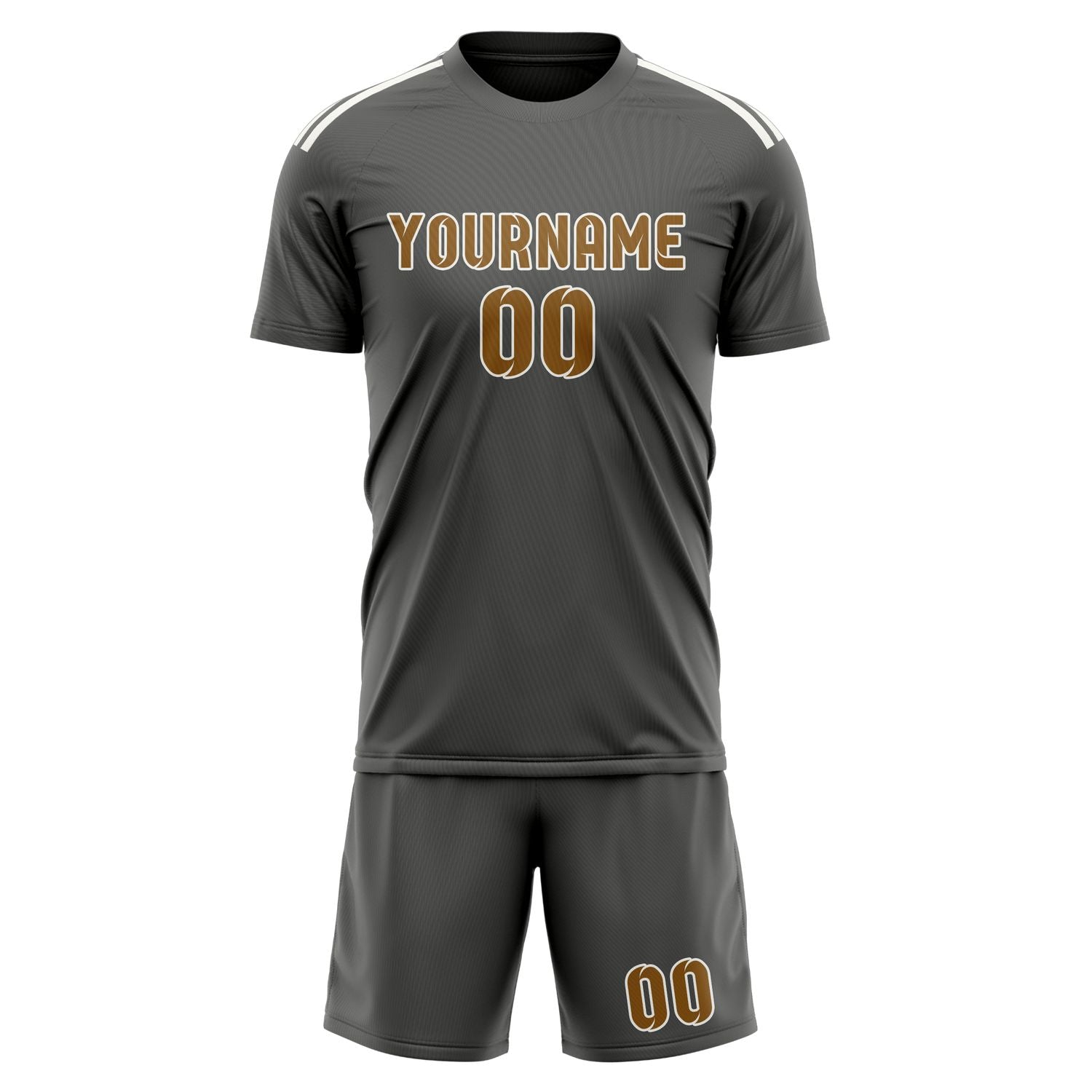 Custom Dark Grey Khaki Soccer Set