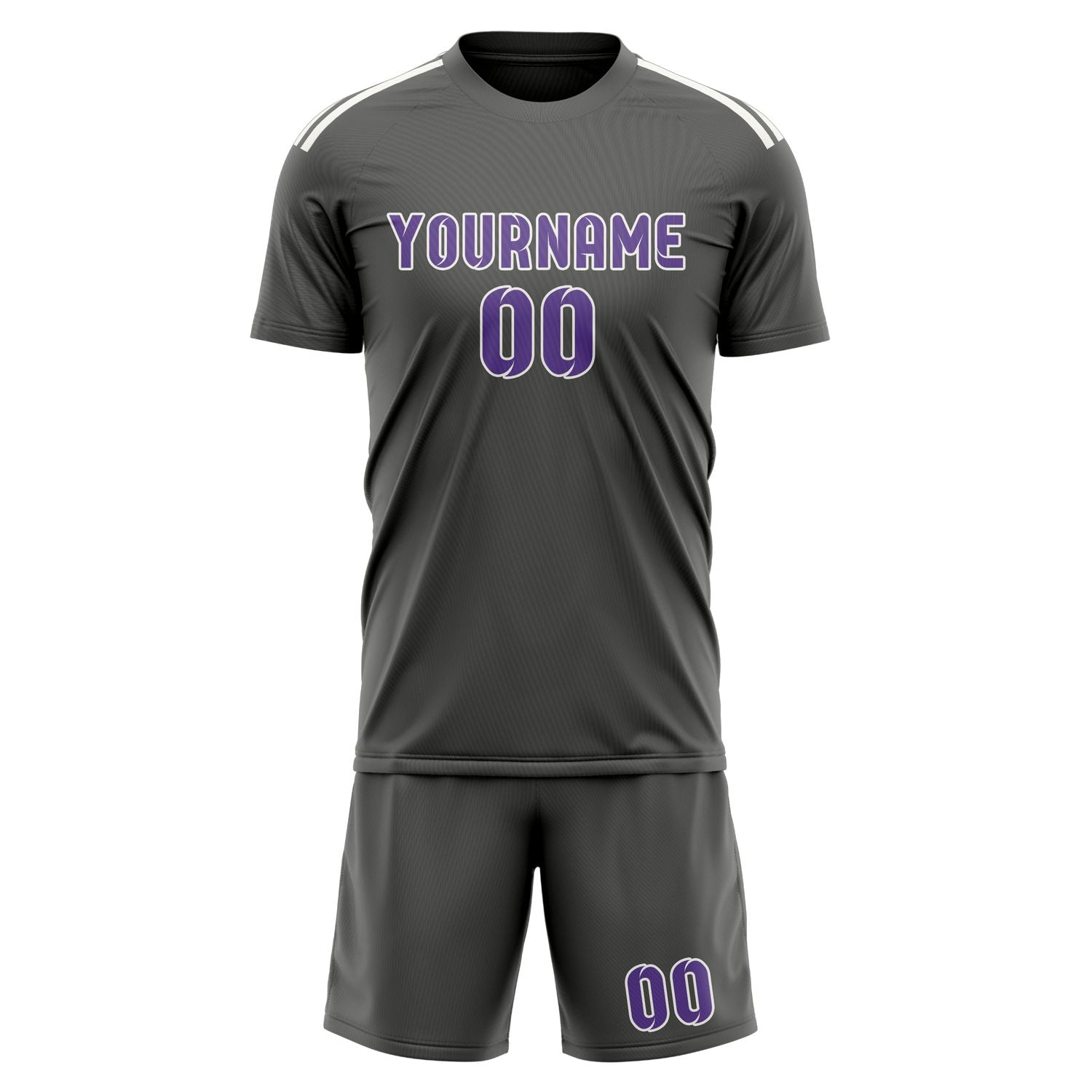 Custom Dark Grey Light Purple Soccer Set