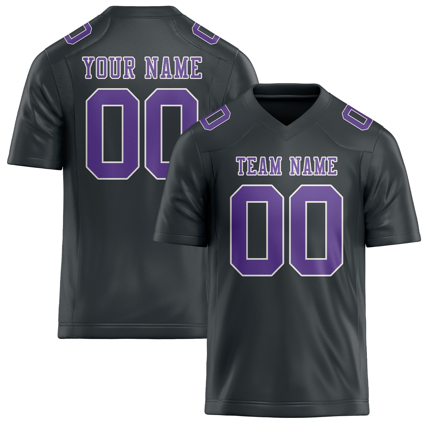 Custom Dark Grey Light Purple Football Jersey