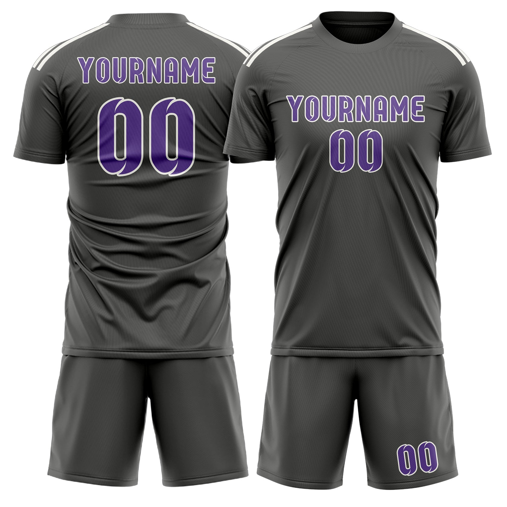 Custom Dark Grey Light Purple Soccer Set