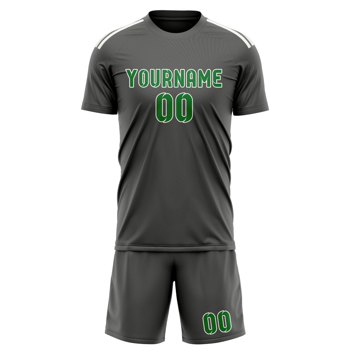 Custom Dark Grey Emerald Green Soccer Set