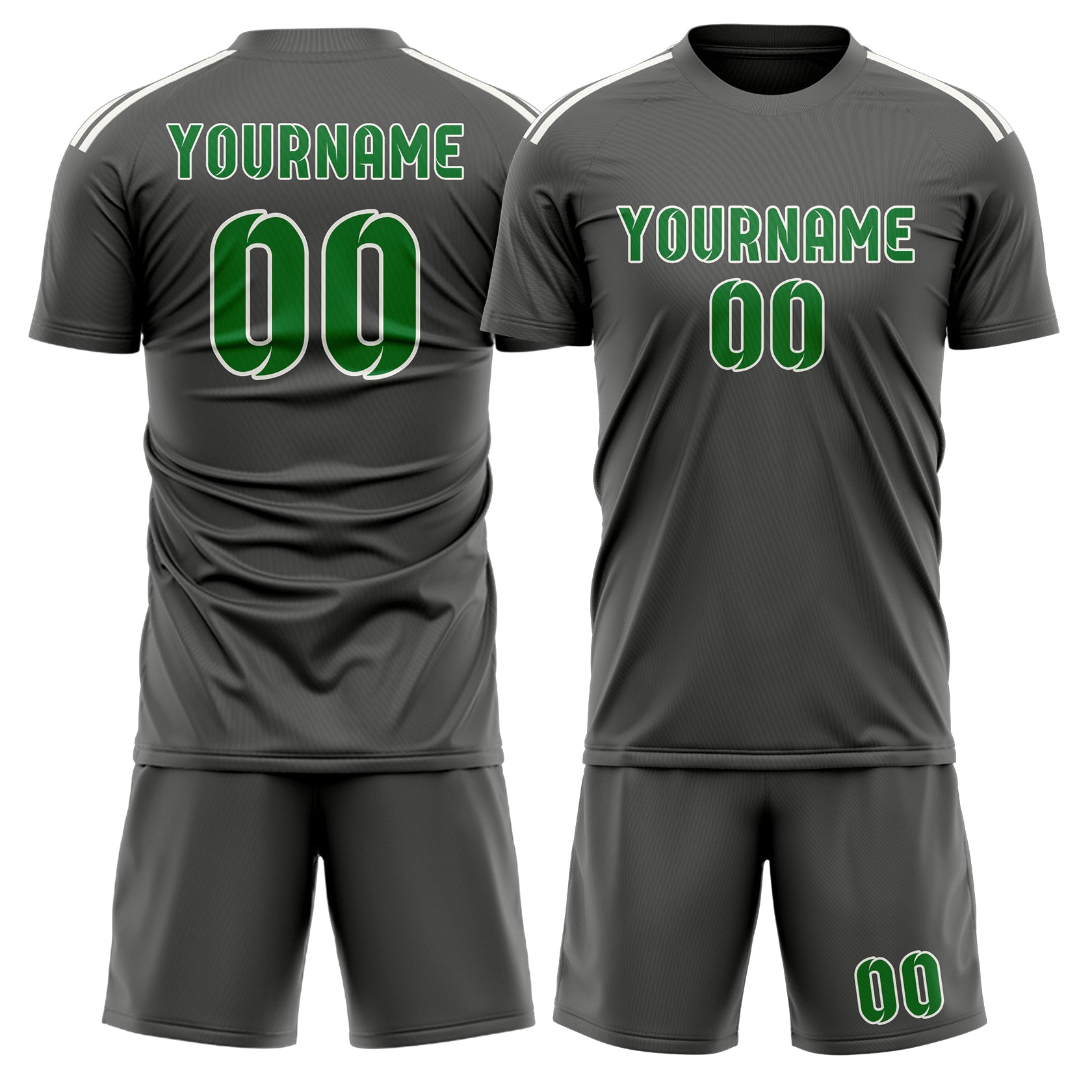 Custom Dark Grey Emerald Green Soccer Set