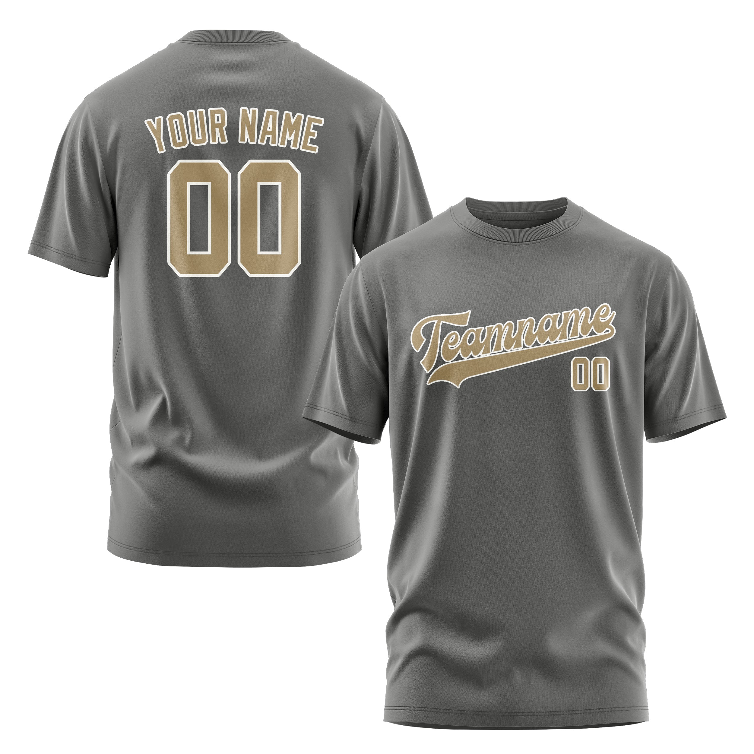 Custom Dark Grey Light Khaki T-Shirt