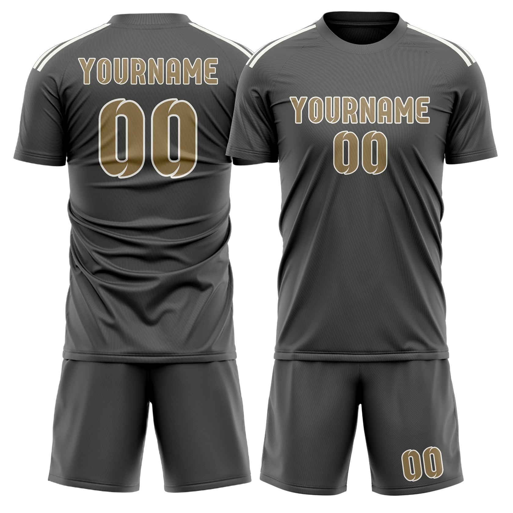Custom Dark Grey Light Khaki Soccer Set