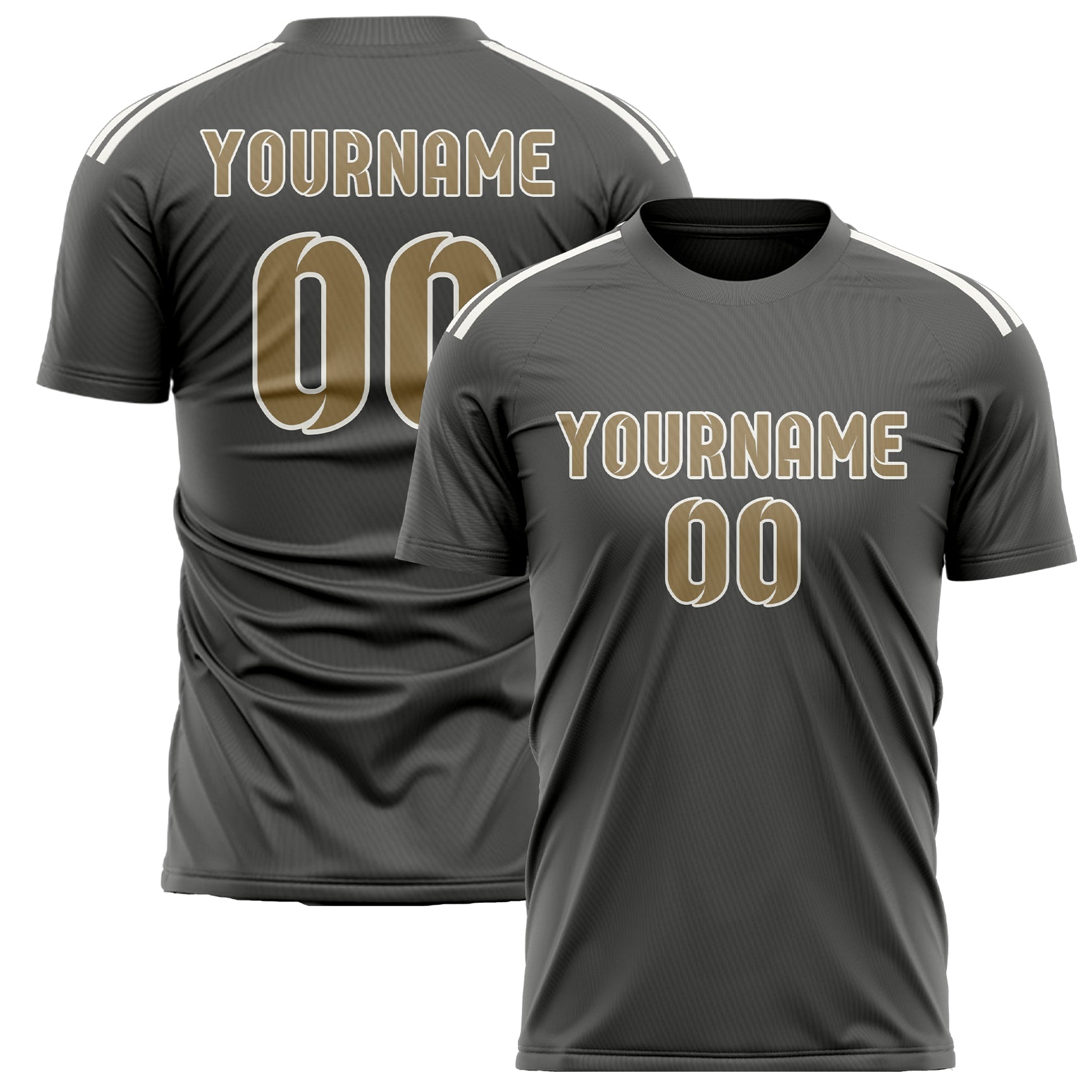 Custom Dark Grey Light Khaki Soccer Jersey