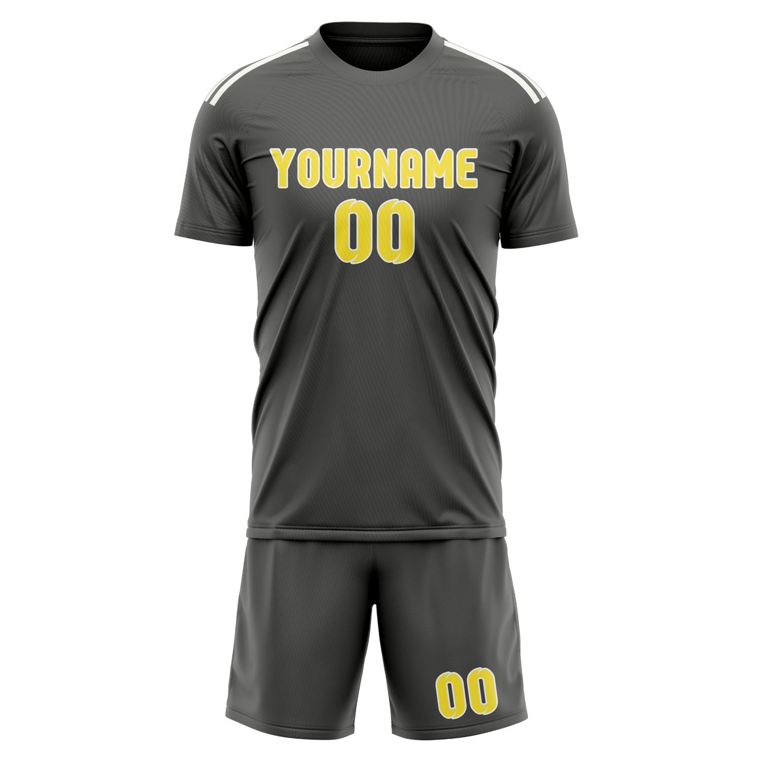 Custom Dark Grey Light Yellow Soccer Set