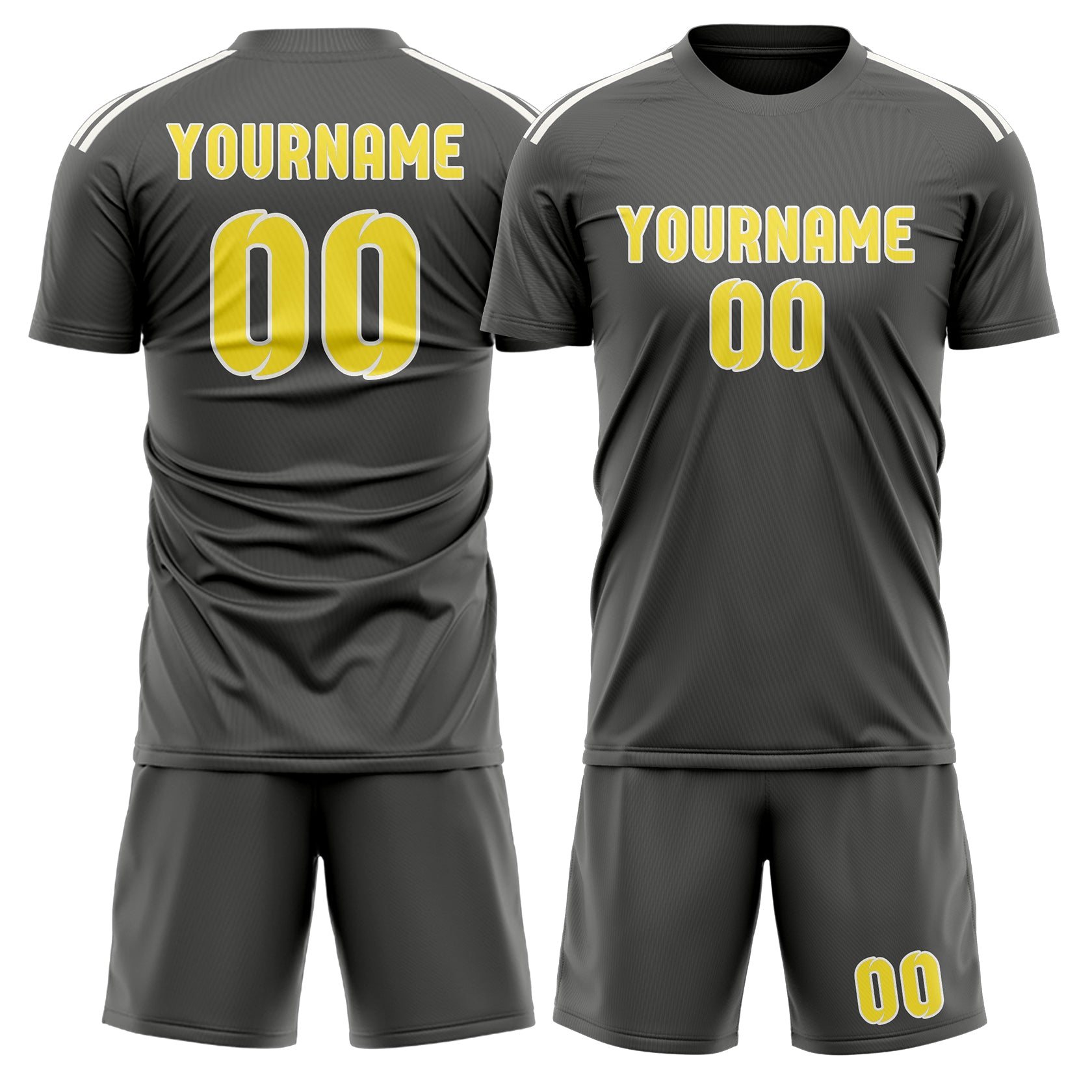 Custom Dark Grey Light Yellow Soccer Set