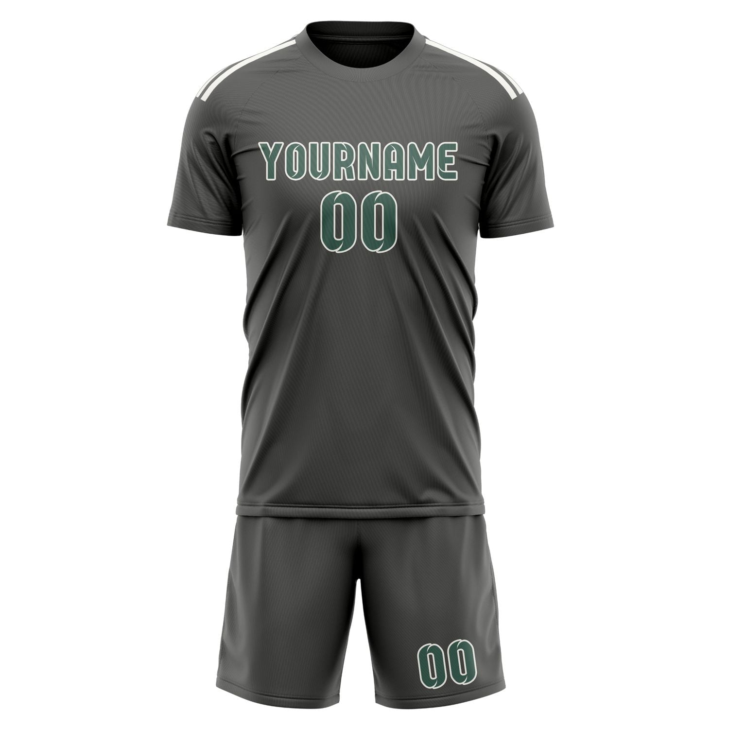 Custom Dark Grey Blue Green Soccer Set
