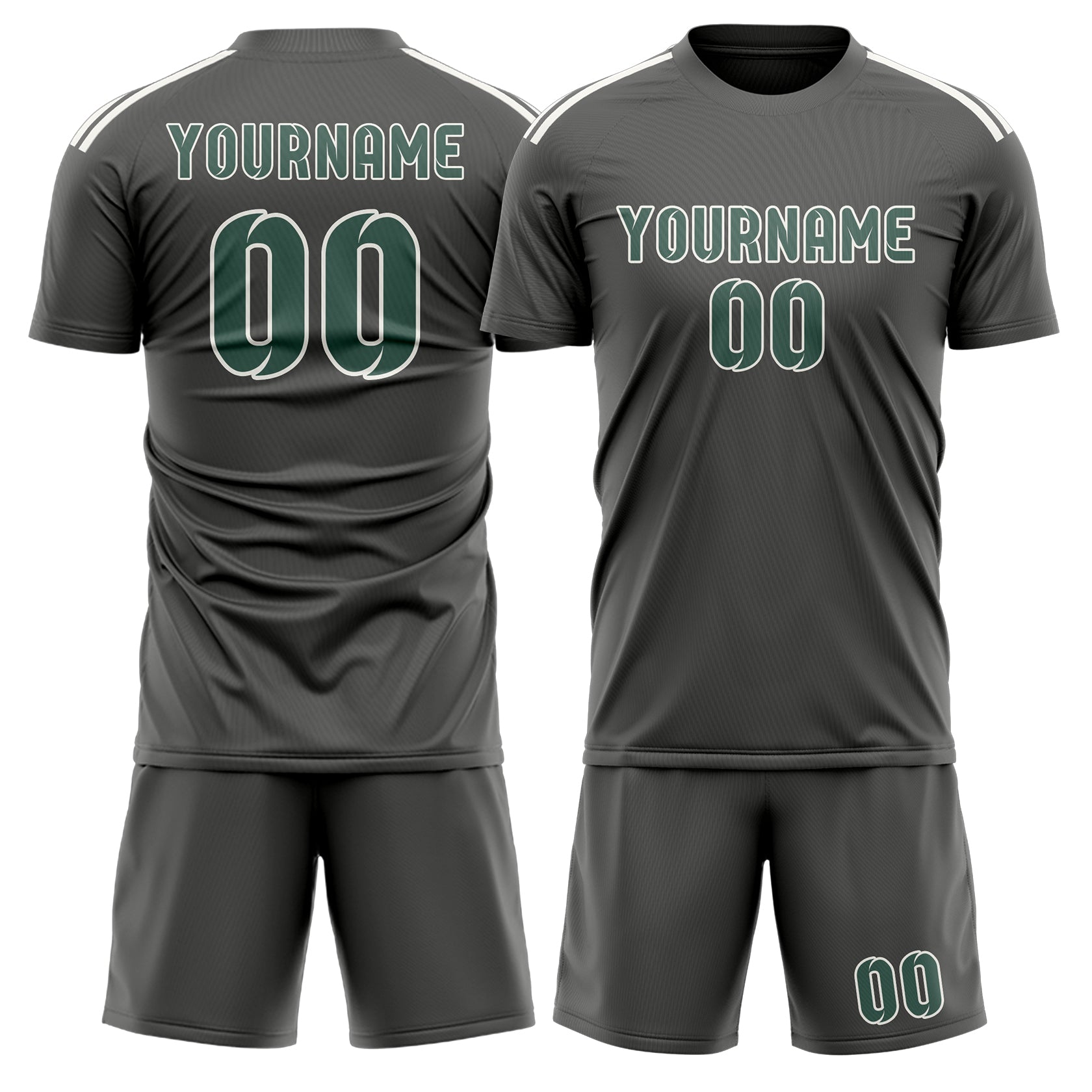 Custom Dark Grey Blue Green Soccer Set
