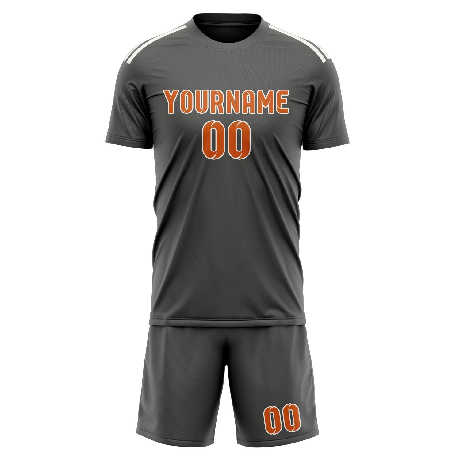 Custom Dark Grey Orange Soccer Set