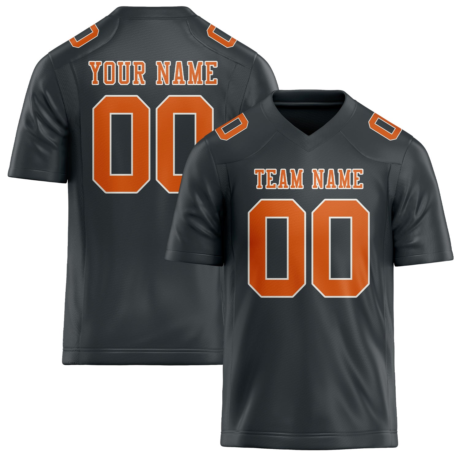 Custom Dark Grey Orange Football Jersey