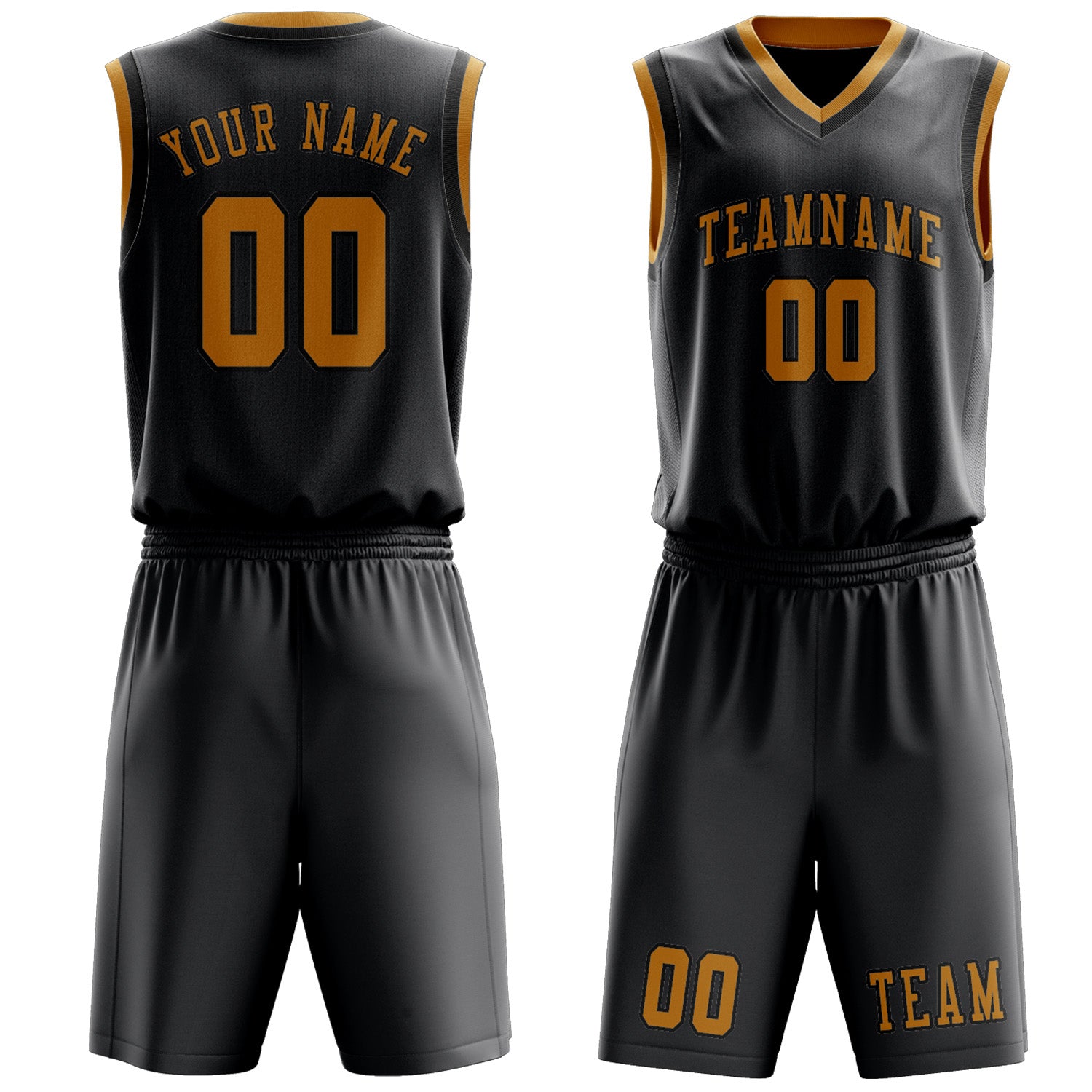 Custom Dark Grey Yellow Basketball Set