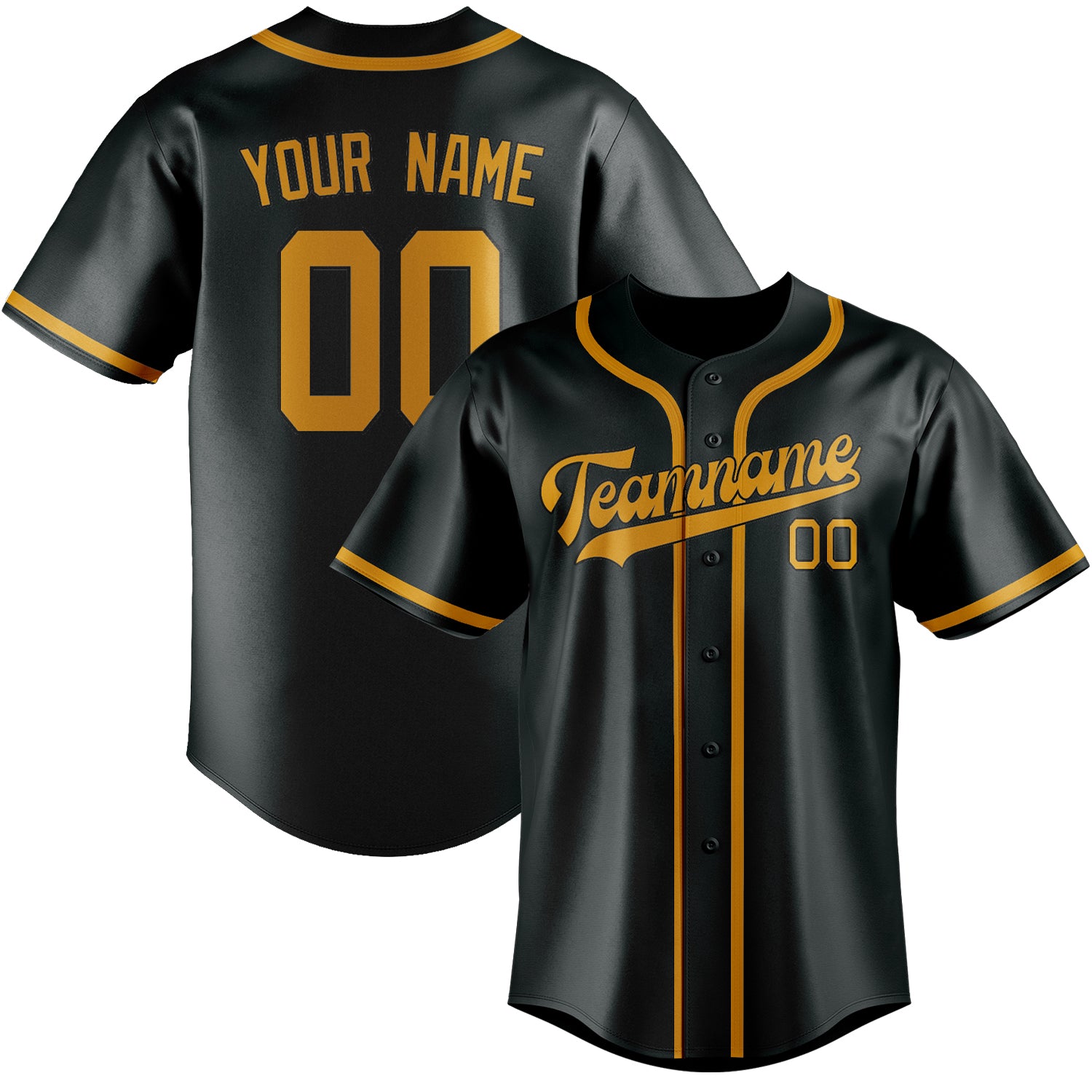 Custom Dark Grey Yellow Baseball Jersey