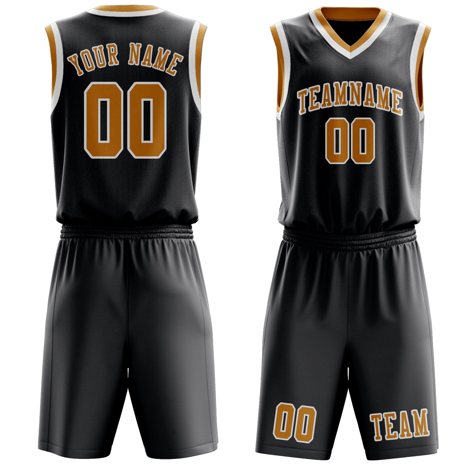Custom Dark Grey Yellow Basketball Set
