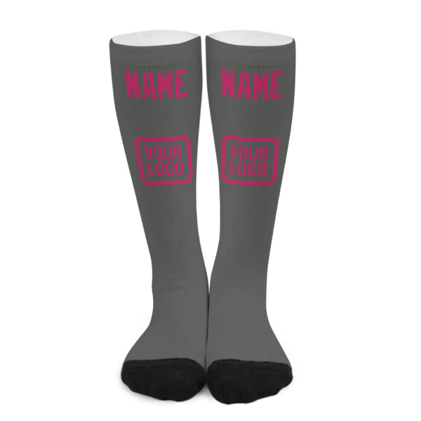 Custom Dark Grey Pink Knee-High Sock