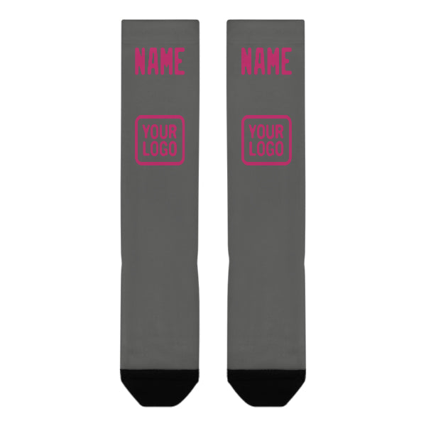 Custom Dark Grey Pink Knee-High Sock