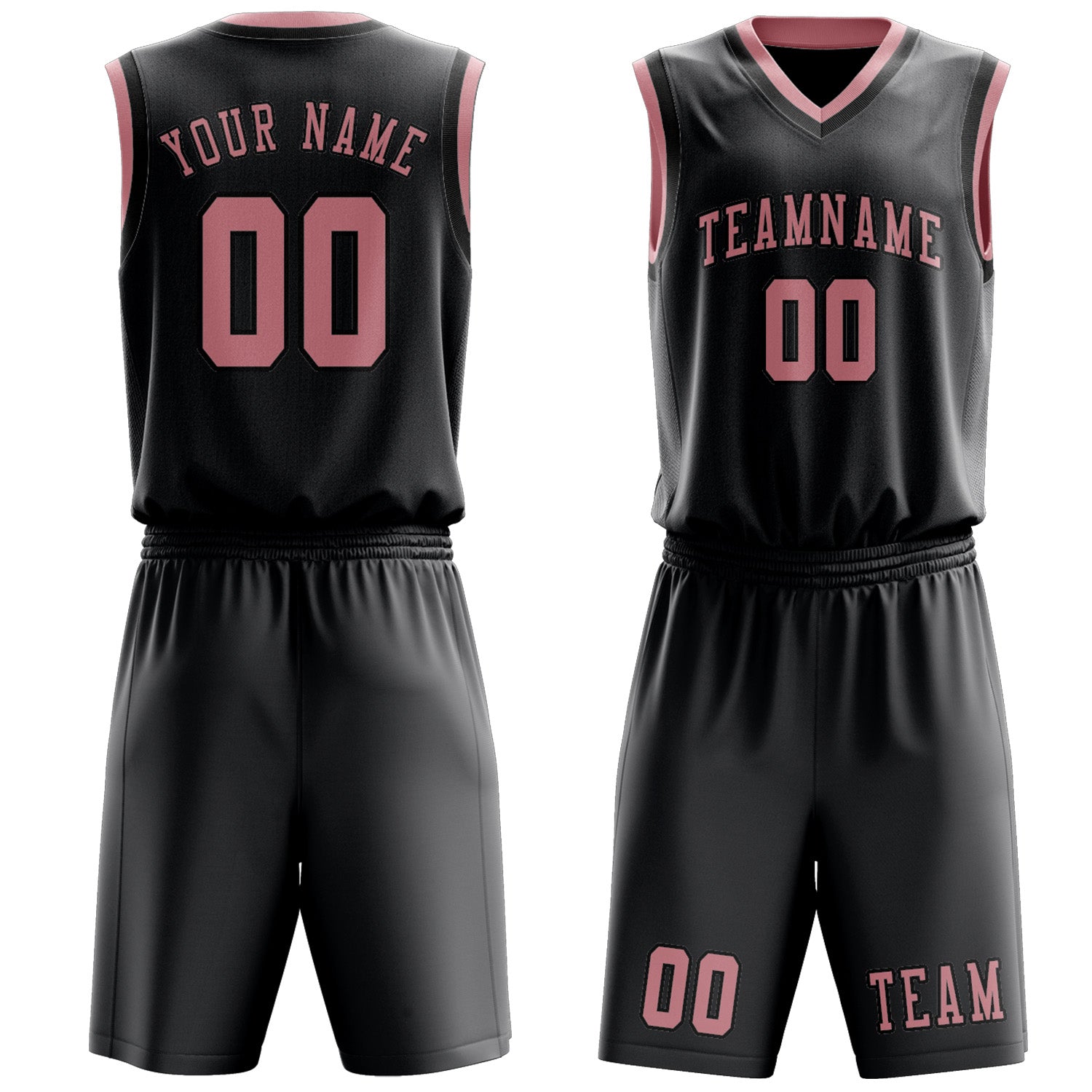 Custom Dark Grey Light Pink Basketball Set