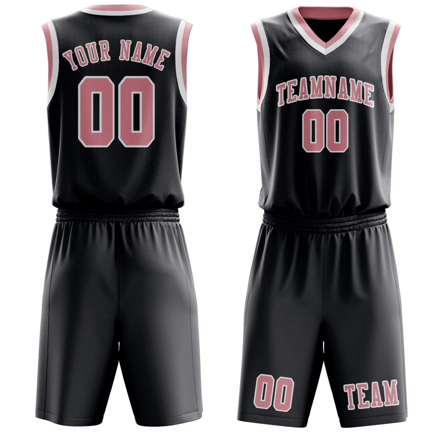 Custom Dark Grey Light Pink Basketball Set