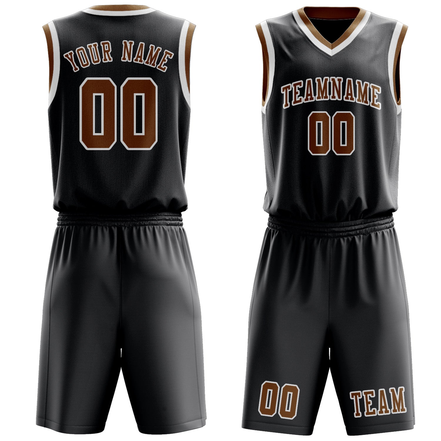 Custom Dark Grey Khaki Basketball Set