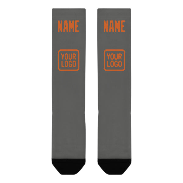 Custom Dark Grey Orange Knee-High Sock