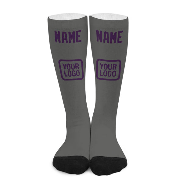Custom Dark Grey Purple Knee-High Sock