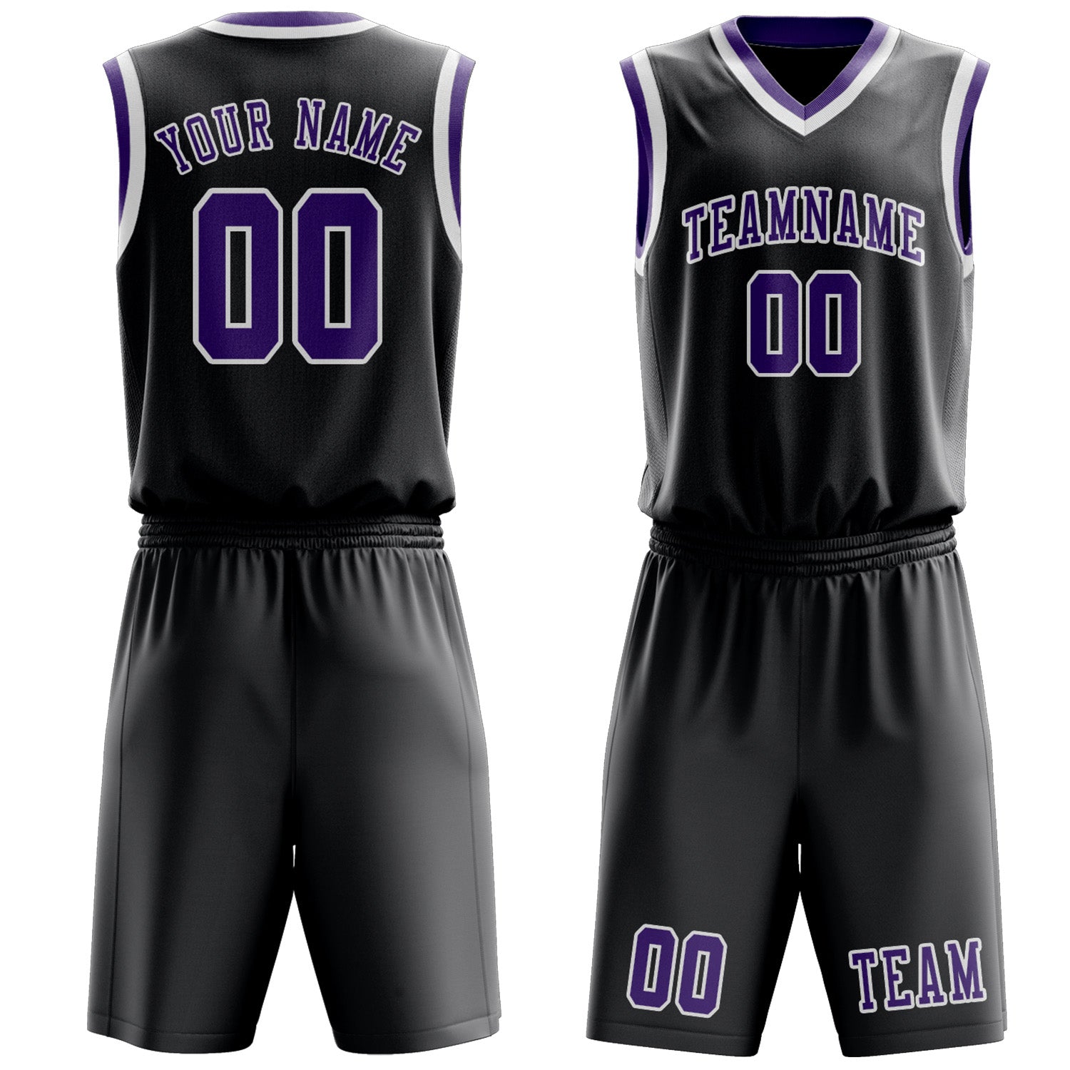 Custom Dark Grey Light Purple Basketball Set