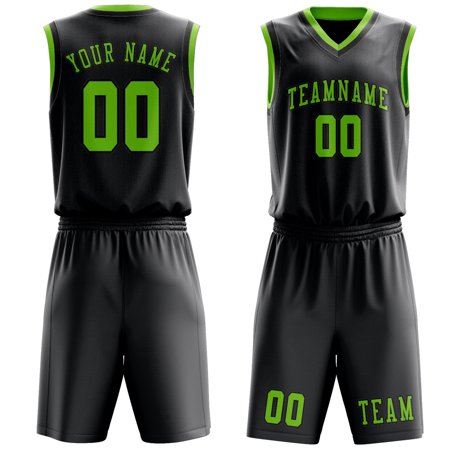 Custom Dark Grey Emerald Green Basketball Set