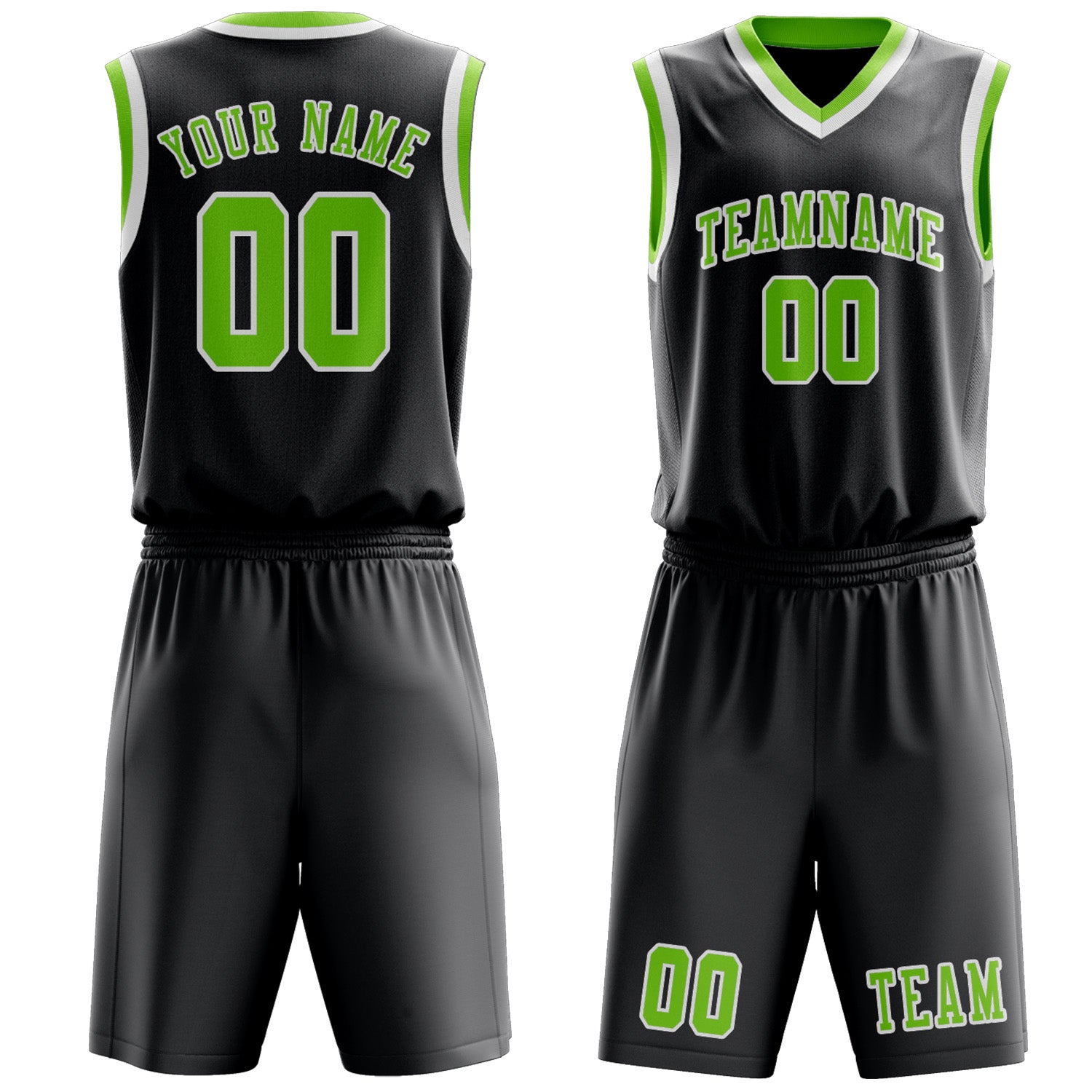 Custom Dark Grey Emerald Green Basketball Set