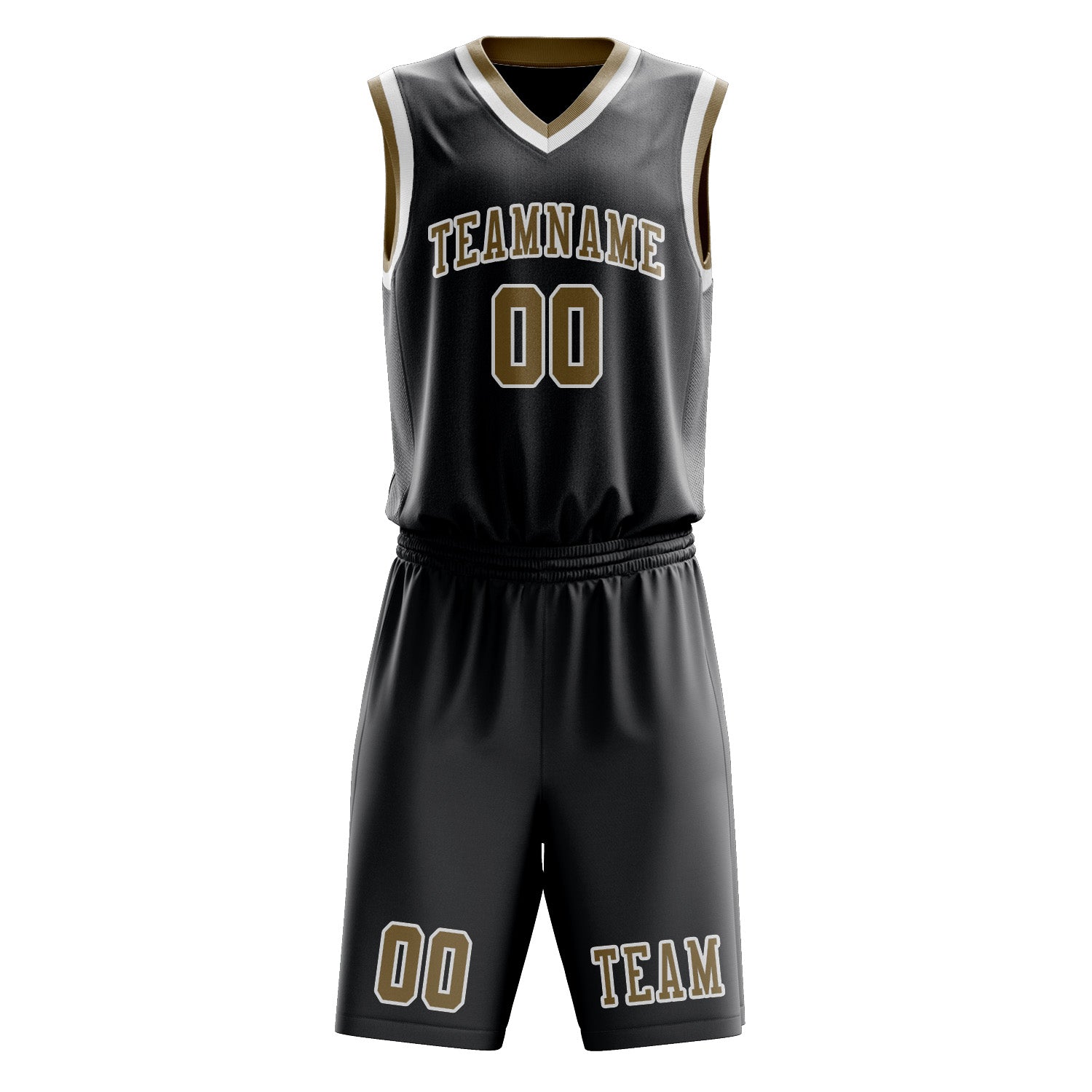 Custom Dark Grey Light Khaki Basketball Set