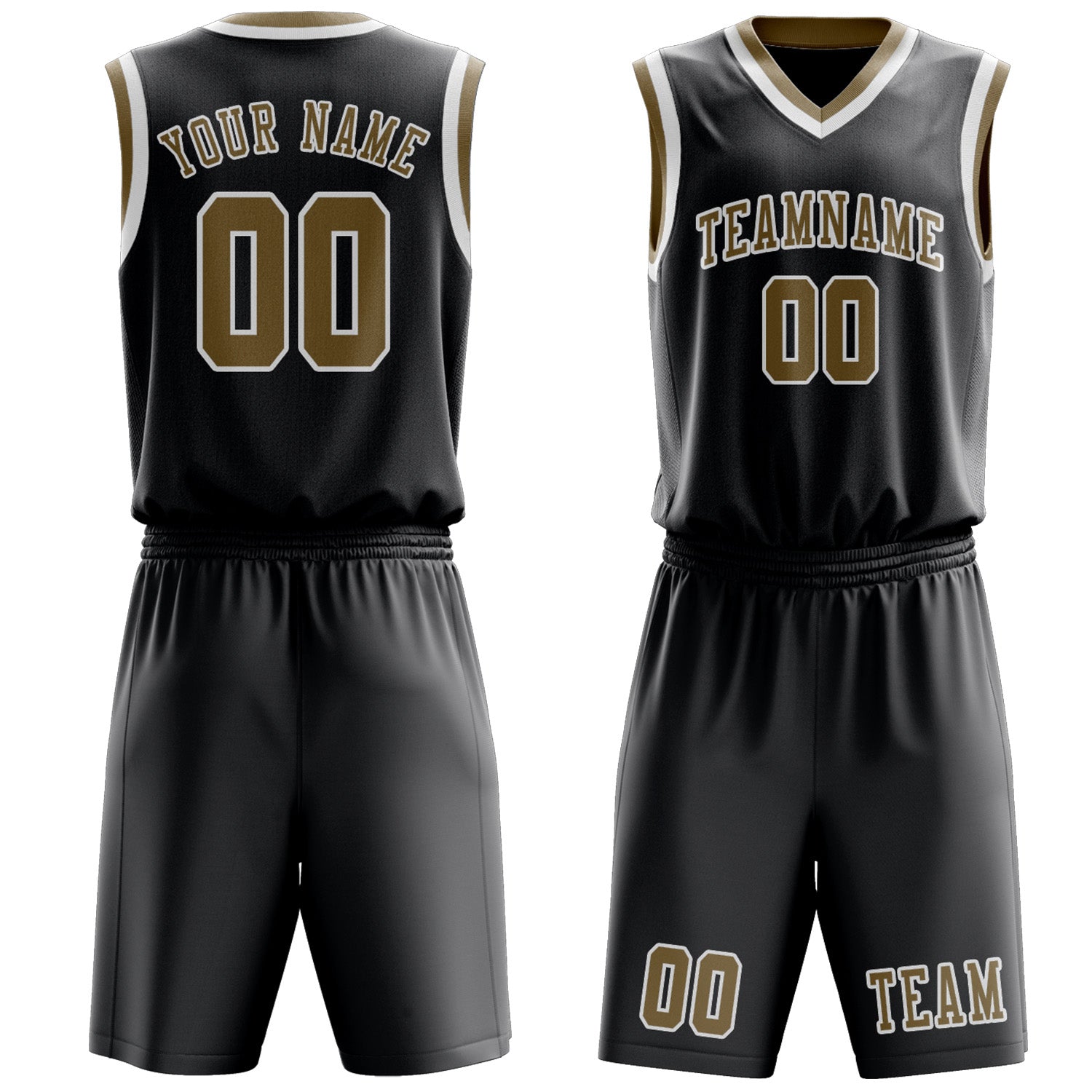 Custom Dark Grey Light Khaki Basketball Set