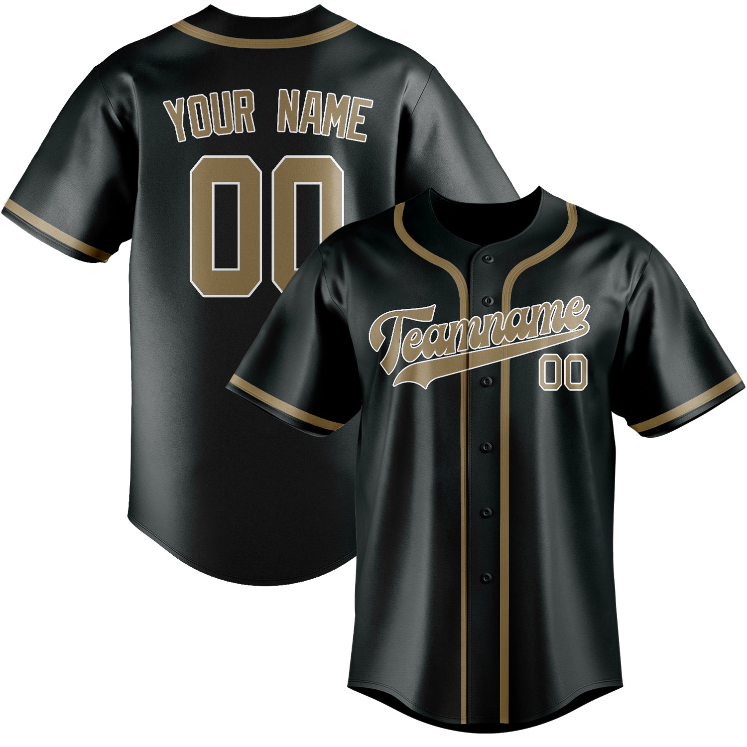Custom Dark Grey Light Khaki Baseball Jersey