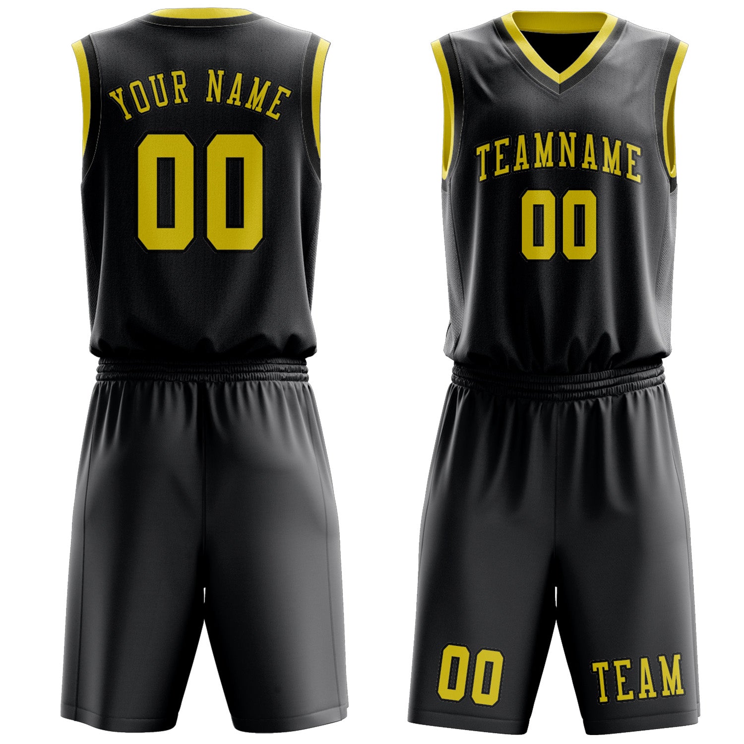 Custom Dark Grey Light Yellow Basketball Set
