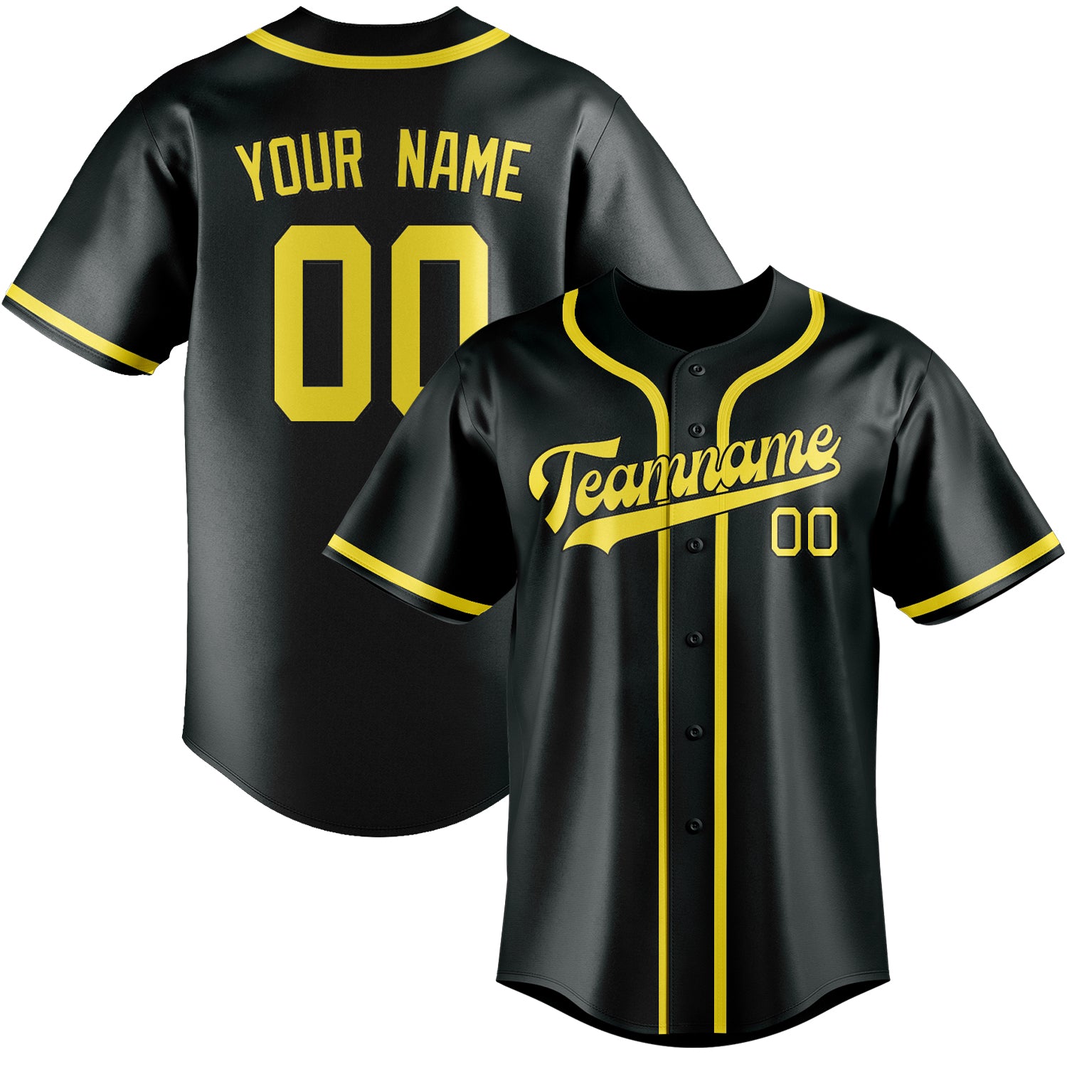 Custom Dark Grey Light Yellow Baseball Jersey