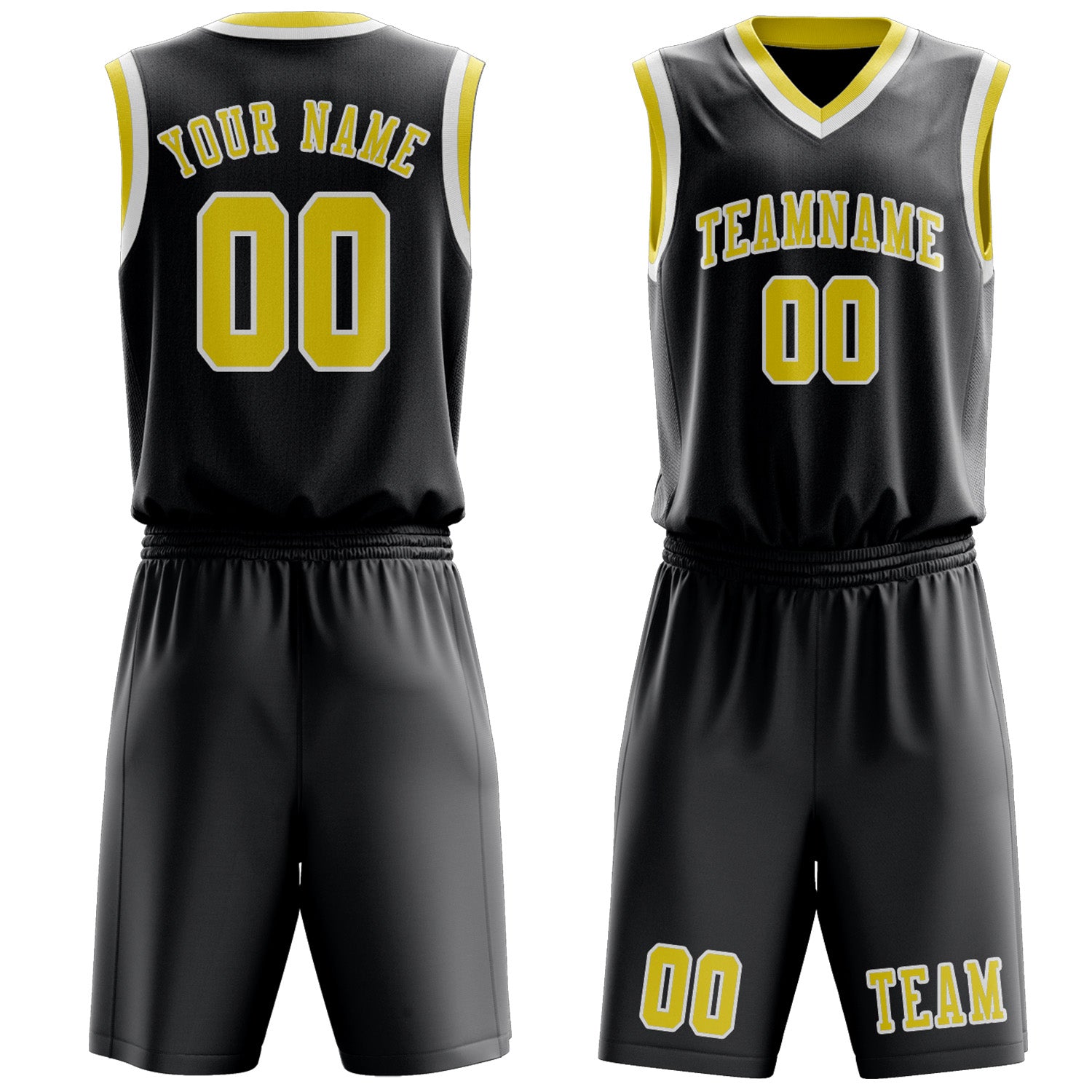 Custom Dark Grey Light Yellow Basketball Set