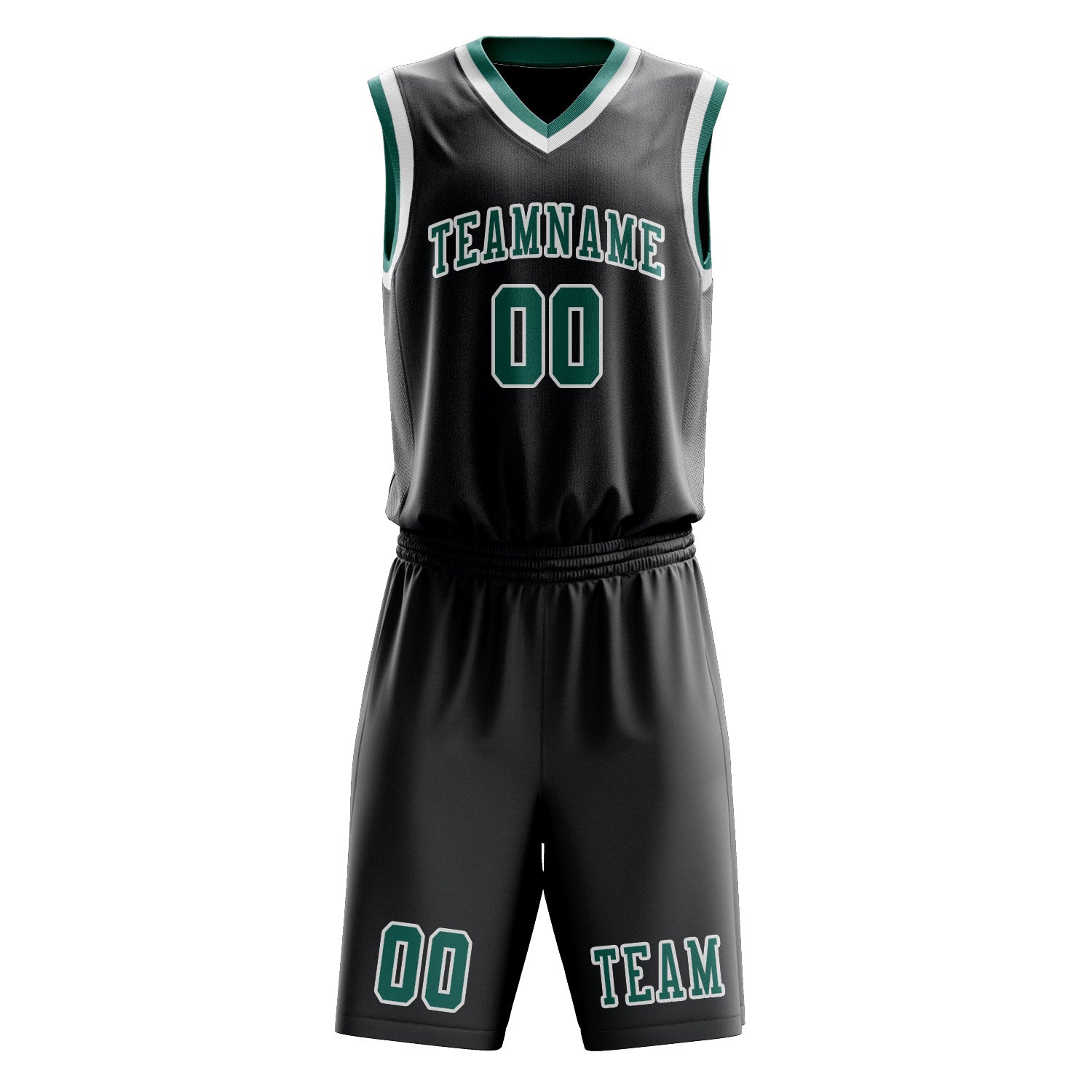 Custom Dark Grey Blue Green Basketball Set