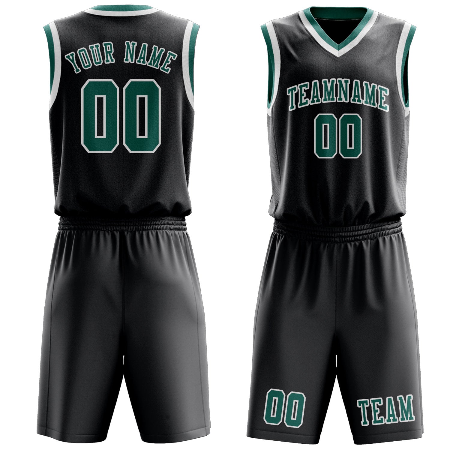 Custom Dark Grey Blue Green Basketball Set