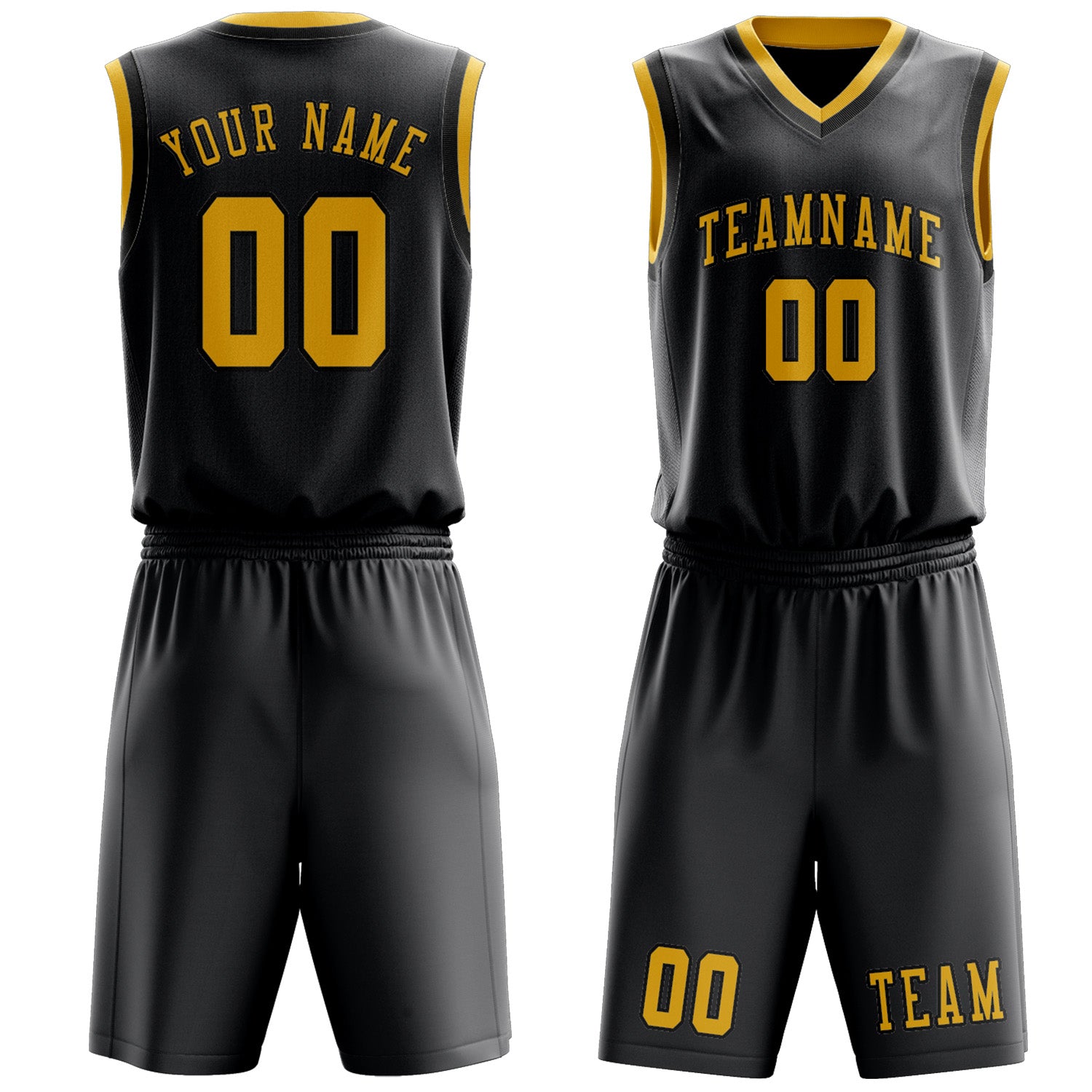 Custom Dark Grey Gold Basketball Set
