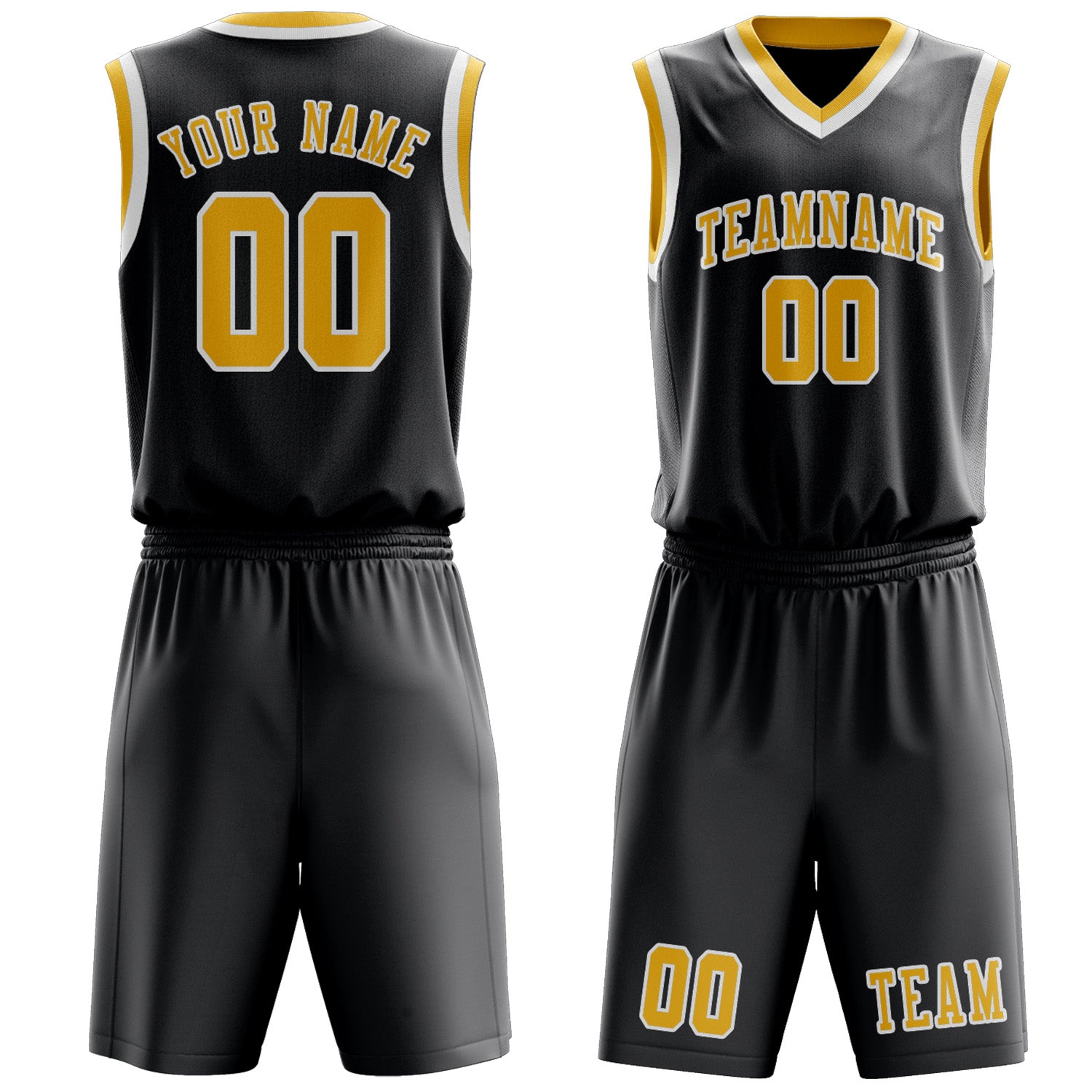 Custom Dark Grey Gold Basketball Set