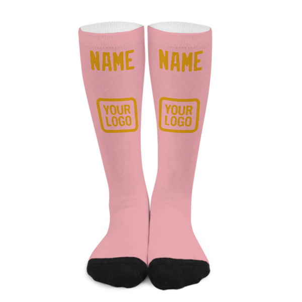 Custom Light Pink Yellow Knee-High Sock