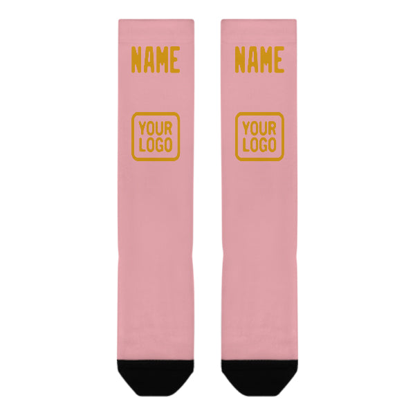 Custom Light Pink Yellow Knee-High Sock