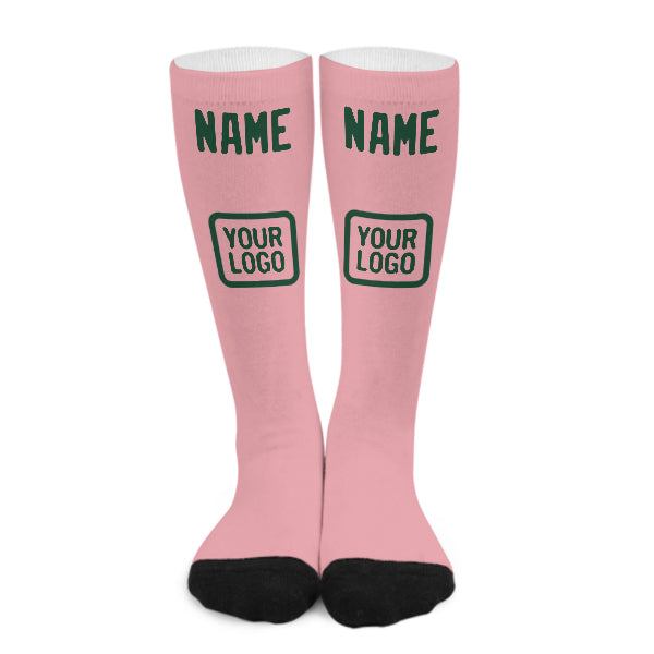Custom Light Pink Green Knee-High Sock