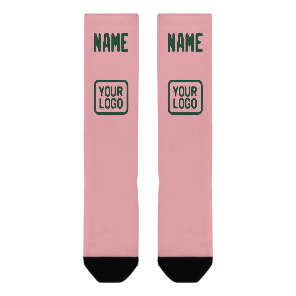 Custom Light Pink Green Knee-High Sock