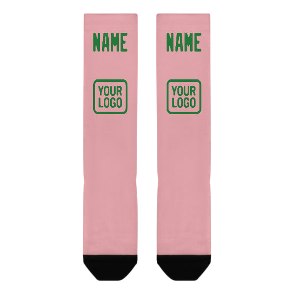 Custom Light Pink Emerald Green Knee-High Sock