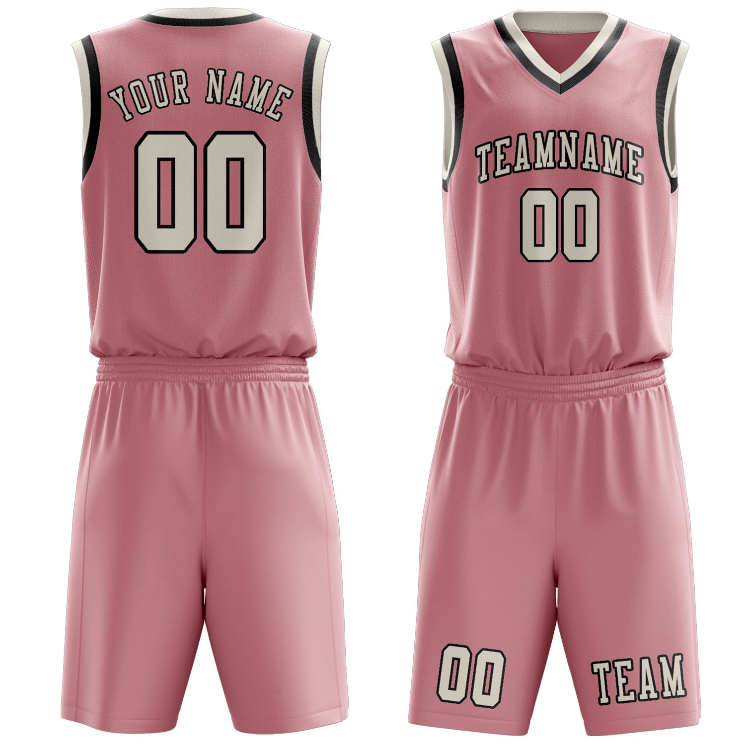Custom Light Pink Cream Basketball Set