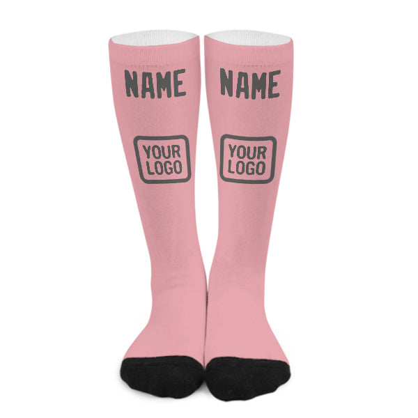 Custom Light Pink Dark Grey Knee-High Sock