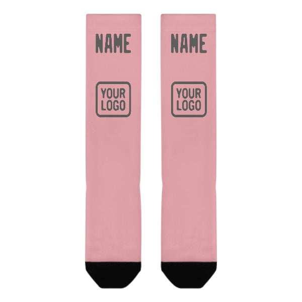 Custom Light Pink Dark Grey Knee-High Sock