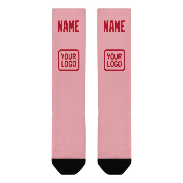 Custom Light Pink Red Knee-High Sock